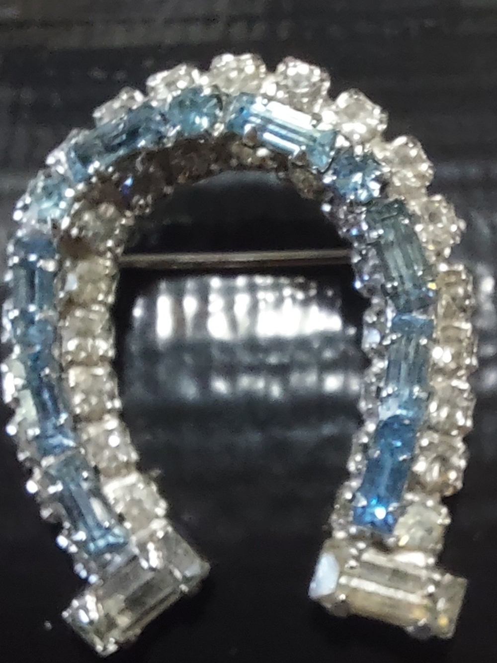 Sparkling Blue Crystal Horseshoe Brooch - Taylor Maid